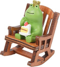 Miniature Frog Figurine Desk Decor, Cute Frog Statue, Mini Frog Garden Decor Resin, Funny Frog Figure Decorations Fairy Garden Accessories Gifts for Home,Office,Room Ornament(Chair Cake)