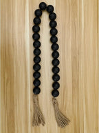 Large Black Wooden Beads Garland Farmhouse Decor 50inch long with 1.6" Diameter beads, Wood Beads Decor Tassel Garland Decorative Boho Country Decoration for Coffee Table Home Tiered Tray Wall Hanging