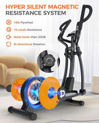 pooboo Elliptical Machine, Elliptical Exercise Machine with 16-Level Resistance&Quiet Magnetic Driving System, Elliptical Machine for Home with LCD Monitor,15.5-17IN Stride, 350LBS Weight Capacity