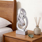 WUBIANJIE Modern Abstract Knot Sculpture, Artistic Mobius Inspired Resin Decor, Elegant Home and Office Decor, (Silver)