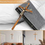 ACHIBANG Crucifix Wall Cross Catholic – 10" Wooden Jesus Cross with INRI for Wall or Easter Decor, Christian Gift for Faithful Home