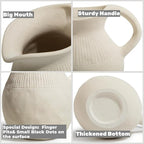 Ceramic Jug Vase, Small Farmhouse Pitcher Vase for Home Decor, Rustic Decorative Pottery Flower Vases with Handle, Centerpiece for Kitchen/Living Room/Bedroom/Office/Bookshelf/Mantel, Height 5.6"