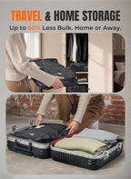 Vacuum Bags for Travel with Wireless Pump, 180° Open Zipper, IP67 Waterproof, Reusable Space Saver Compression Bags for Backpack, Suitcase, Home Storage(3 Pack + Pump)