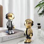Dosker Small Astronaut Statues Mini Spaceman Sculpture Polyresin Arts Gifts Silver Figurine Ornament Room Decor for Men,Home and Desktop Accessories Tabletop Decoration, Living Room, Office, Bookshelf