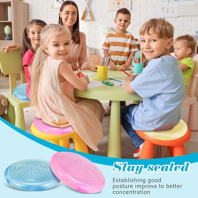 Libima 4 Pcs Wiggle Seat for Sensory Kids Inflated Wobble Cushion Sensory Seat Cloud Design Flexible Seating for Classroom Elementary Balance Disc for Kids Adult Pet Training
