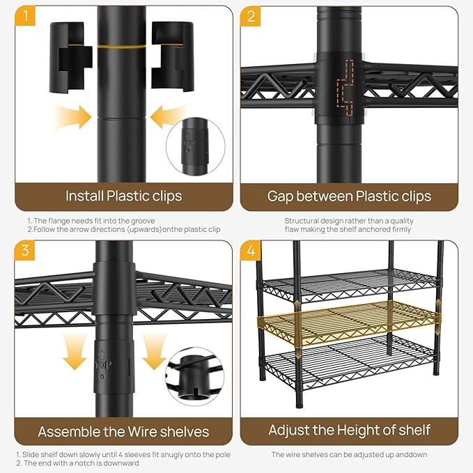 Coat Rack Clothes Wardrobe：Closet Organizer and Storage Clothing Garment Rack with Shelves Heavy Duty for Hanging Clothes Portable Adjustable Black 15.8" Dx(70-88.5)" Wx76.5 H
