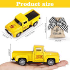 Hooqict Coffee Bar Decor Mini Metal Yellow Truck with Coffee Beans Burlap Sack for Summer Fall Home Farmhouse Kitchen Tiered Tray Decor Coffee Bar Accessories Coffee Station Decoration