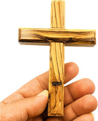 Zuluf Bethlehem Olive Wood Wall Cross | 4.7" Handmade Christian & Catholic Decor Christmas Wall Hanging Gift | Religious Spiritual Jesus Small Wooden Cross for Wall Decor cruz de madera pequeña