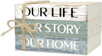 Decorative Books for Home Decor, Rustic Wood Book Stack for Table Decor, Our Life Our Story Our Home Decoration Books for Living Room Bookshelf, Farmhouse Stacked Books Decoration (L59)