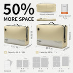 Travel Vacuum Bags with Pump, Reusable Vacuum Compression Bags for Travel, IP67 Waterproof Odor & Tear-Proof Nylon, Pack Vacuum Kit for Luggage Suitcase, TSA-Ready Travel Essentials (2 Pack, Beige)