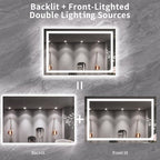 LOAAO 55X36 LED Bathroom Mirror with Lights, Anti-Fog, Dimmable, Backlit + Front Lit, Lighted Bathroom Vanity Mirror for Wall, Memory Function, Tempered Glass, ETL Listed