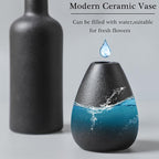 CEMABT Black Ceramic Vase Set - 4 Small Unique Vases for Flowers, Modern Decorative Centerpieces and Home Decor