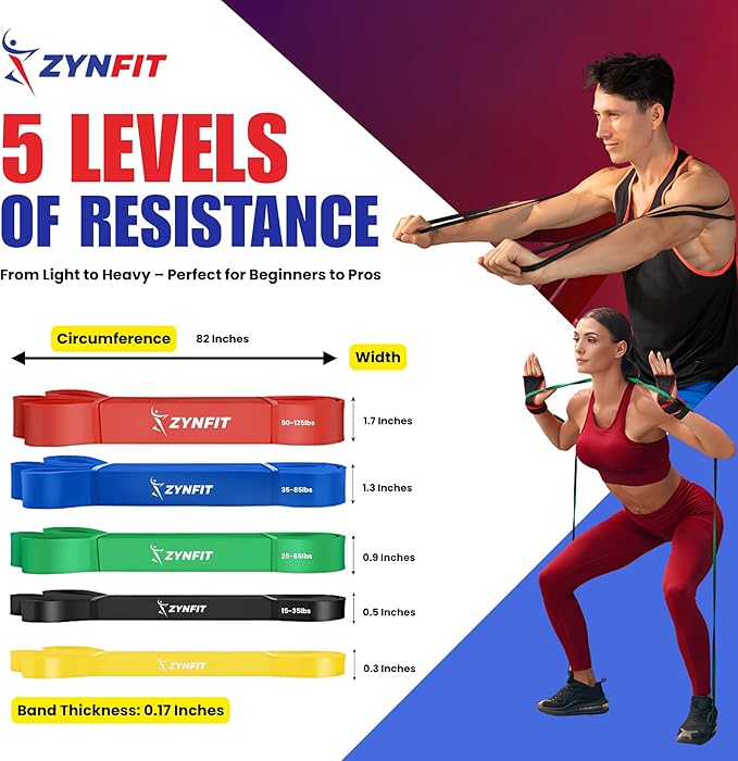 Pull Up Bands, Resistance Bands Set with Door Anchor, 5-Level Pull Up Assistance Bands for Working Out, Workout Bands for Home Gym - Get Free A.I. Workout Plan