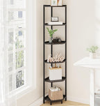 Hzuaneri Corner Shelf Stand, Corner Bookshelf, Storage Standing Shelf Unit with Metal Frame, Plant Stand, Bookcase for Living Room, Home Office, Bedroom, 6-Tier Black CS06006B