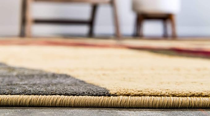 Unique Loom Barista Collection Area Rug - Ngada (4' 1" Round, Beige/ Red)