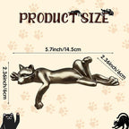 Golden Cat Resin Statue - Relaxing Lying Down Pose Cute Sleeping Kitten Golden Cat Figurine for Home Decor Minimalist Animal Statues for Bookshelf, Living Room, Bedroom, Office Desk Decor