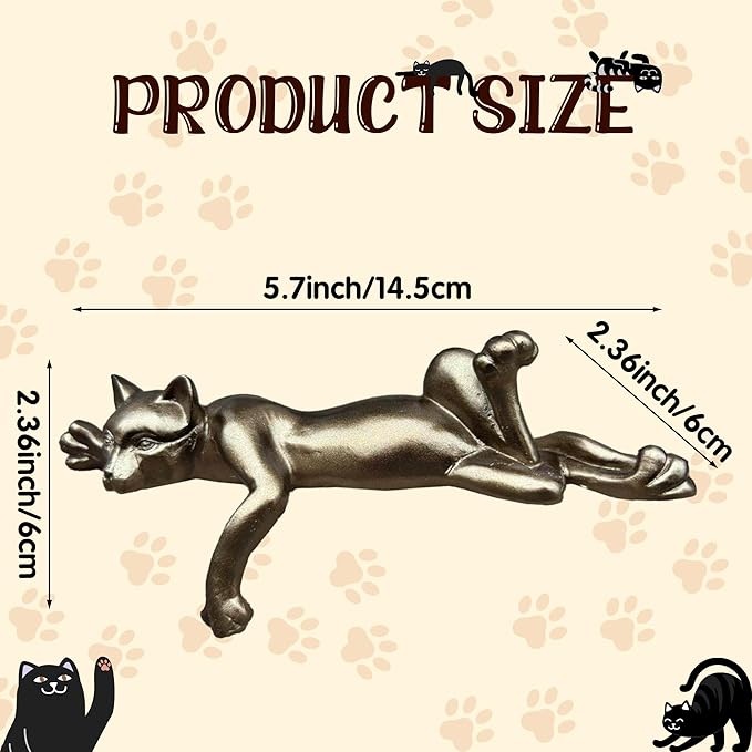 Golden Cat Resin Statue - Relaxing Lying Down Pose Cute Sleeping Kitten Golden Cat Figurine for Home Decor Minimalist Animal Statues for Bookshelf, Living Room, Bedroom, Office Desk Decor