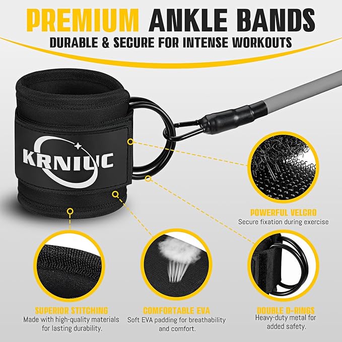 Ankle Resistance Bands with Cuffs, Resistance Bands for Working Out, Home Gym Workout Equipment for Women, Pilates Exercise, Hip, Leg, Glute Ankle Weights Training- Exercise Guides Included