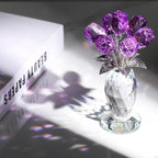 Movdyka Crystal Purple Rose Flower Figurine, Glass Roses Flower Bouquet Ornament Home Decor, Mother's Day Valentine's Christmas Wedding Romantic Gifts for Women Mom Wife Girlfriend