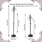 Display Stand for Wreath Handbag Purse Standing Metal Wreath Hanger Holder on Tabletop or Floor(Antique)