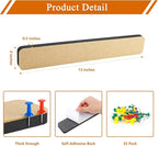 8Pcs Rectangle Felt Cork Board Bar Strips with 35 Pushpins, Self-Adhesive Bulletin Board Strips for Office School Home Wall Decor Stickers Memos Schedules Photos Display -Gradual Brown