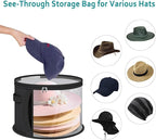 Clear Hat Storage Bag with Carrying Handles - 16.5" Large Closet Organizer for Baseball Caps, Cowboy Fedoras or Sun Hats (Black)