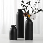 CEMABT Black Ceramic vase Set-3 Flower vases for Decor,Modern Boho Farmhouse Home Decor,Decorative vase for Pampas Grass&Dried Flowers,idea Shelf,Table,Bookshelf
