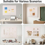 Thboxes Bulletin Board, 36" x 24" Foldable Cork Board Felt Pin Boards with 35 Pushpins Self-Adhesive Photo Decorative Felt Boards for Walls, Office, School, Classroom, Home, Bedroom - Oatmeal