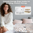 Vacuum Storage Bags Jumbo with Wireless Charging Air Pump, 10 Pack Vacuum Seal Bags 27.6x39.4 inches, Compression Bags for Blankets, Comforters, Pillows, Bedding,Down Jacket, Clothes Storage