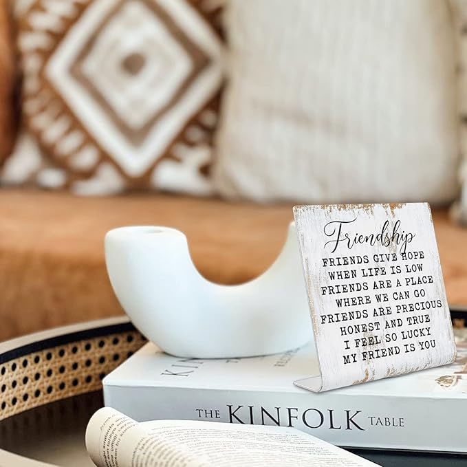Friendship Signs for Women Friends, Friend Birthday Gift Ideas Office Gifts for Friends Sisters Coworkers Decorations On Shelf Table Desk for Living Room Bedroom Home Office dksg11