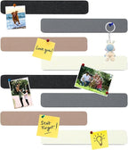 8Pcs Rectangle Felt Cork Board Bar Strips with 35 Pushpins, Self-Adhesive Bulletin Board Strips for Office School Home Wall Decor Stickers Memos Schedules Photos Display -Camel & Grey