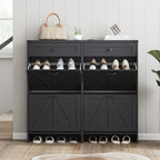 Shoe Cabinet with 4 Flip Drawers & 2 Drawers,Farmhouse Shoe Storage Cabinet for Entryway,Slim Freestanding Organizer Rack for Front Door Entrance,Black