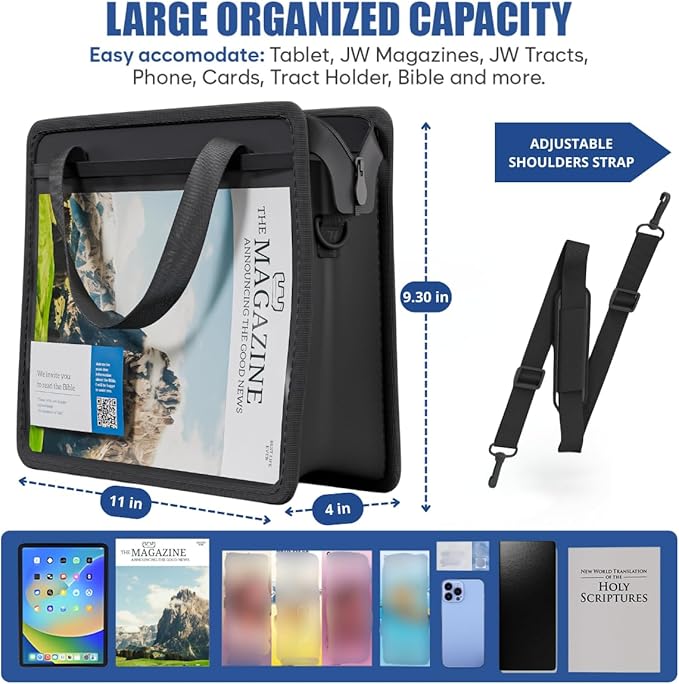 JW Magazine and Tract Holder, JW Field Service Supplies, Jehovah Witness Ministry Supplies, jw.org Accessories Gifts Ideas, Ministry Organizer for Pioneers, Best Life Ever Gifts Pioneer Bag Convention