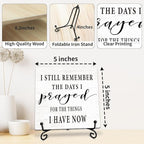 I Still Remember the Days I Prayed for What I Have Now Wooden Sign - 5" Christian Wooden Plaque With Metal Support - Rustic Tabletop Home, Office Decor - Housewarming Gifts For Family & Friends（White）