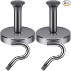 Neosmuk Magnetic Coat Hook,170lb Strong Extra Heavy Duty Magnet Hooks,Magnetic Wreath Hanger/Holder for Metal Doors,Purse,Towel,Stocking,Cruise Cabin,Gunmetal,2 Pack