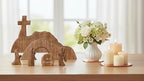 【He is Risen】Wooden Easter Resurrection Scene Cross Jesus Tomb Tray Set, Empty Tomb Easter Scene and Cross Decoration,Jesus Nativity Scene Decor for Religious Home Office Tabletop Christian Gifts (7)