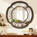 Irregular Wall Mirror, Round Wavy Hanging Mirror Circle Wooden Framed Decorative Mirrors 20 Inch for Living Room Hallway Entryway Decor Mirrors