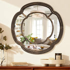Irregular Wall Mirror, Round Wavy Hanging Mirror Circle Wooden Framed Decorative Mirrors 20 Inch for Living Room Hallway Entryway Decor Mirrors