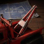 Vintage Red Tow Truck Decor Model, Classic Retro Metal Wrecker Truck Figurine, Distressed Rustic Collectible Sculpture for Home Office Shelf Desk Tabletop Decor