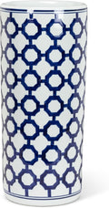 Abbott Collection Lattice Umbrella Stand - Porcelain, White/Blue (18" H)
