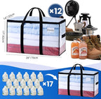 TAILI Extra Large Moving Bags, 12 Pack Clear Heavy Duty Totes For Storage with Visible Window, Wrap Around Handles, Storage Bags for Space Saving, Alternative to Moving Boxes