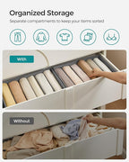SONGMICS Set of 2 Large Size Wardrobe Clothes Organizers, 6-Compartment Foldable Drawer Organizers with Handles, 16.5 x 11.8 x 6.7 Inches, for Pants, Sweaters, Jeans, Dove Gray URUS009G02