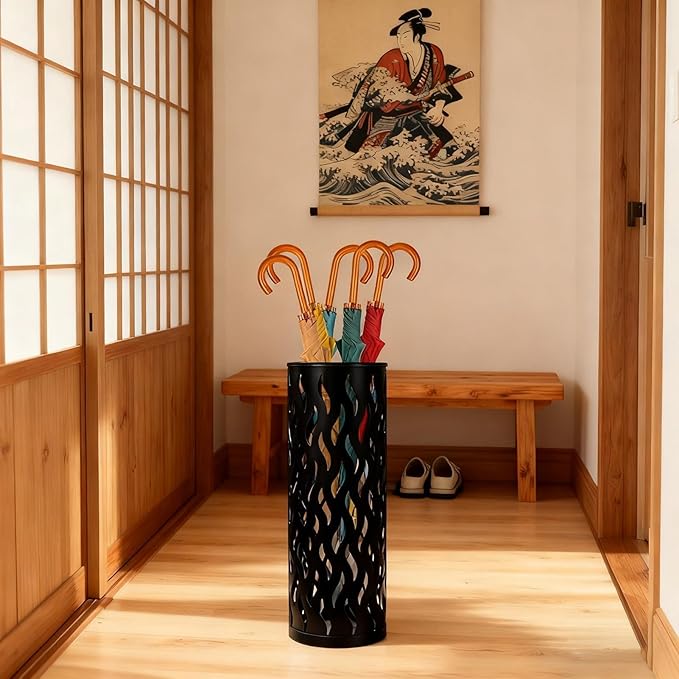 Umbrella Stand | Round Standing Rack - 15x15x42cm Umbrella Canes Holder Bin | for Indoor Living Room Entryway Hallway Balcony Office Hotel Reception Lounge Restaurant
