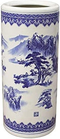 Umbrella Bucket,Umbrella Racks Ceramic Umbrella Holder Stand with Floral Blue White Porcelain, Home Office Entryway Decor Freestanding for Canes-50Cm