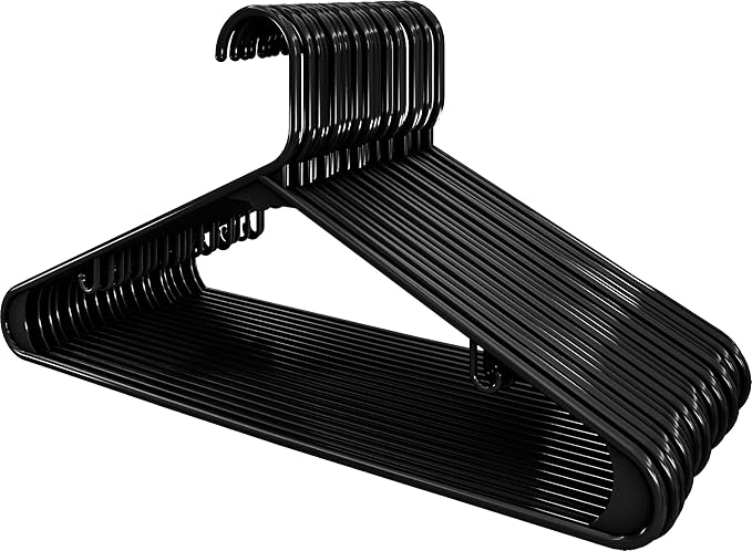 Utopia Home Plastic Hangers 30 Pack - Clothes Hanger with Hooks - Durable & Space Saving (Black)