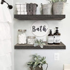 QEEIG Floating Shelves for Wall 23.6" Long - Wall Mounted Shelf Bathroom Kitchen Living Room Bedroom Farmhouse Home Decor Display Bookshelf Large 23.6 x 9.3 inch Set of 2, Grey (008-60GY)