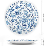 Blue Ceramic Decorative Plate, Pattern Decorative Dish with Stand, Creative Arts Bone China Decorative Plates Art Porcelain Plate for Living Room Hallway Table Decor