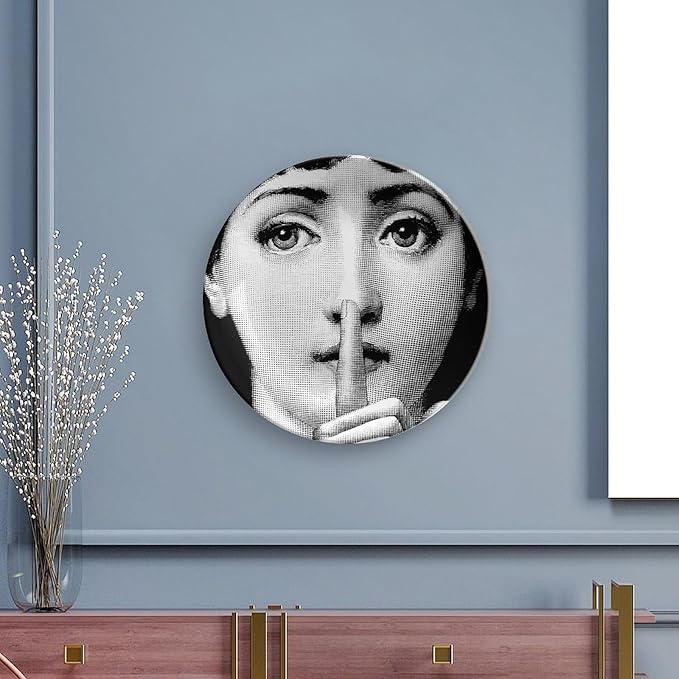 Lina Cavalieri Plate, Wall Decorative Plate, Mysterious Face Plate Wall Hanging Decoration,Including Bracket And Special Spring HooK,style-7,7inch