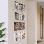 DuvinDD 2 Pack Acrylic Magazine Holder Rack Brochure Holder Wall Mount 24 inch Clear Hanging Magazine Rack Floating Bookshelf for Literature Pamphlet Organizer for Room Office, with Mounting Kit