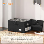 2 Pack Shoe Organizer for Closet Large Shoe Box Storage Containers with Clear Window Space Saving Shoe Bin with Foldable Bottom Support Adjustable Dividers Fits 36 Pairs (Black, (24.4*16.5*13inch)x2)